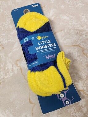 Little Monsters by Minx Reversible Terry Cloth Socks 3 pair Kids 11-4 New Blue